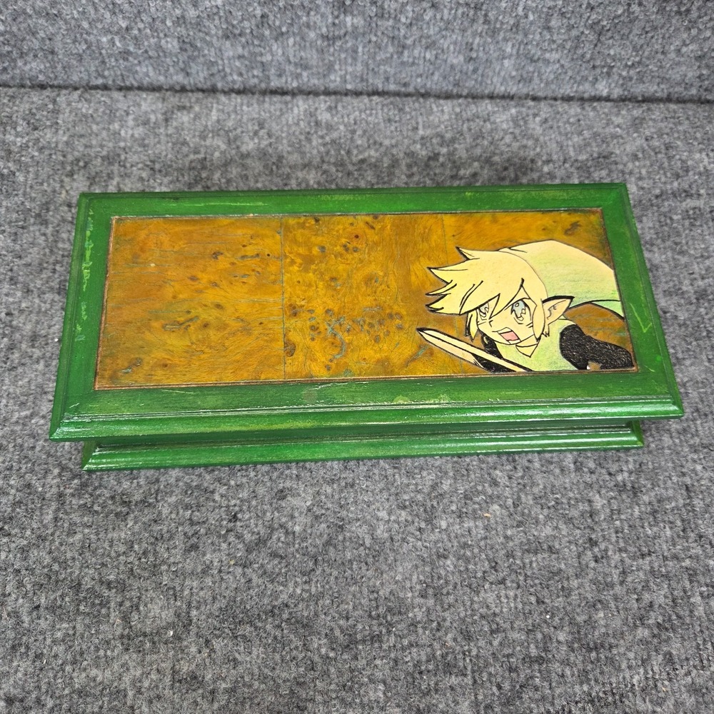 Nintendo The Legend of Zelda Link Hand Painted Wooden Trinket Box Art OOAK Gift
